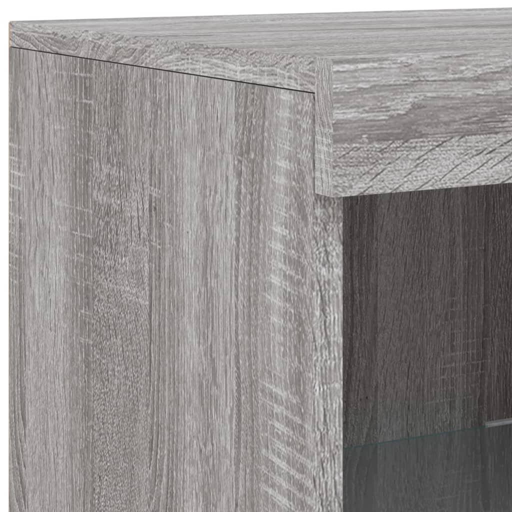 Sideboard with LED Lights Grey Sonoma 181.5x37x100 cm
